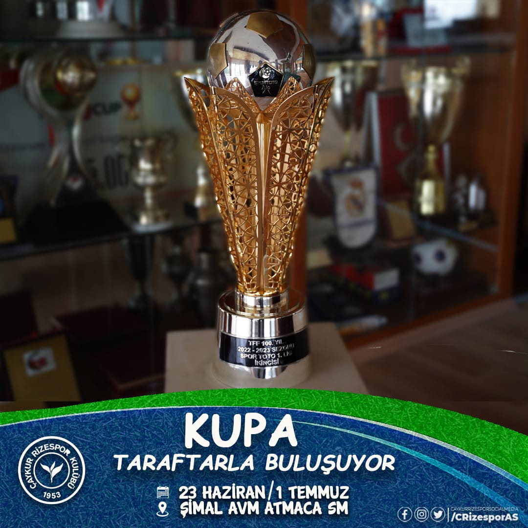 Çaykur Rizespor’un Şampiyonluk kupası Şimal AVM’de sergilenecek